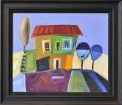 Framed painting of a house